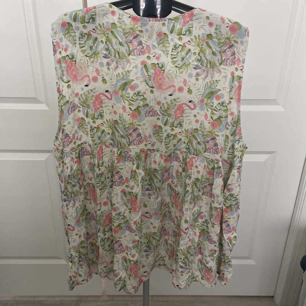Hayden‎ Los Angeles Babydoll Short Dress/top Size 3XL Pink Flamingos Floral NWOT - Picture 5 of 6